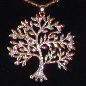 Unique Pastel Crystals TREE OF LIFE Pendant NECKLACE